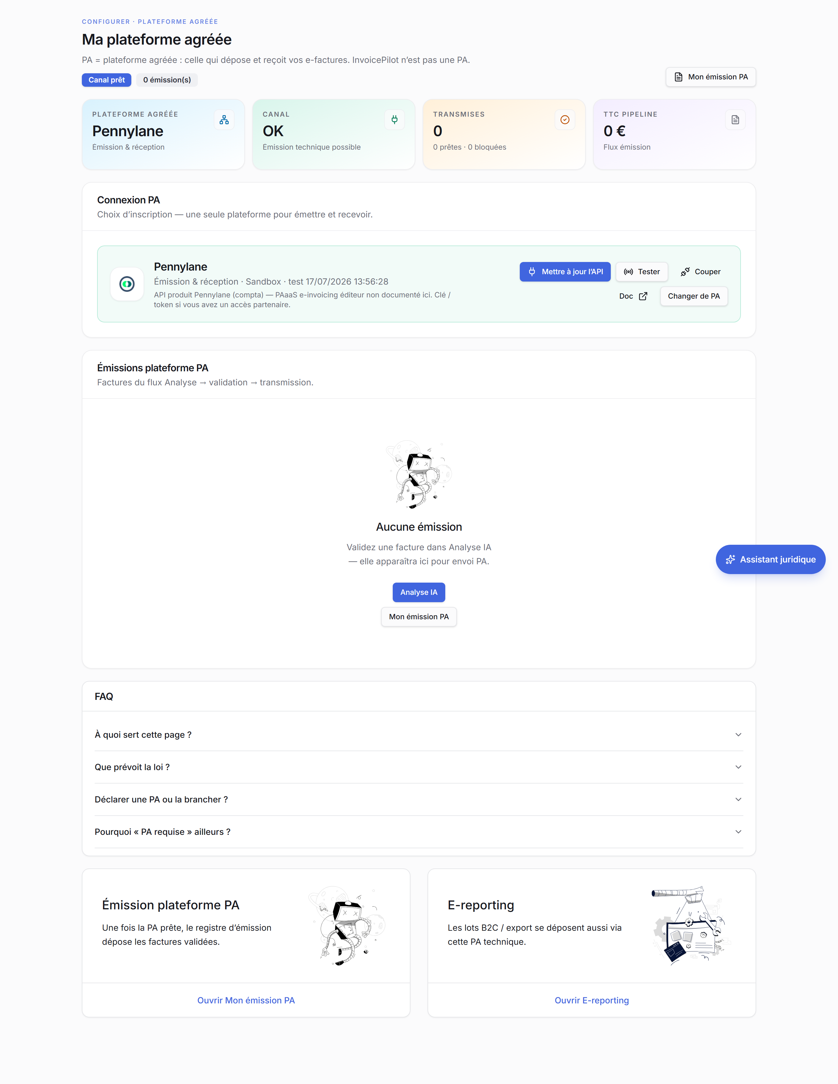Choix de la plateforme agréée